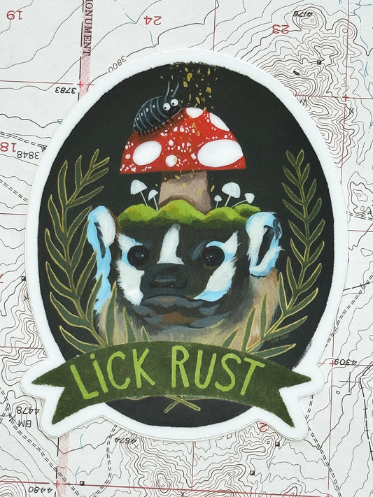 Lick Rust Badger vinyl sticker
