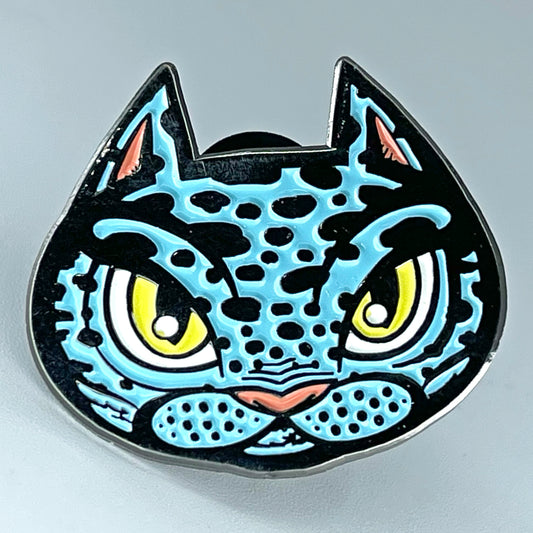 Blue Cat Head Enamel Pin