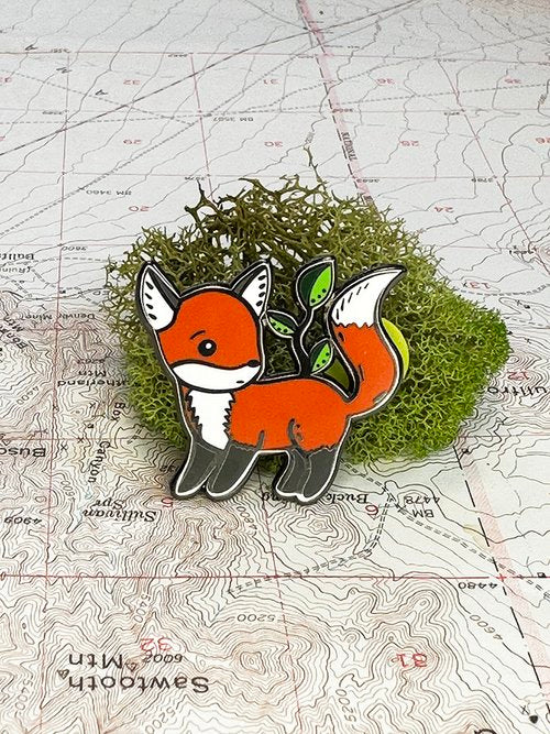 Sprout Fox enamel pin