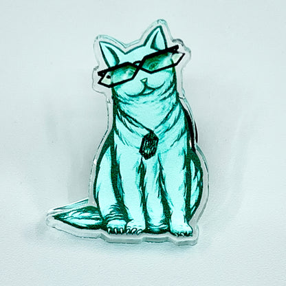 Acrylic Teal Cat Pin