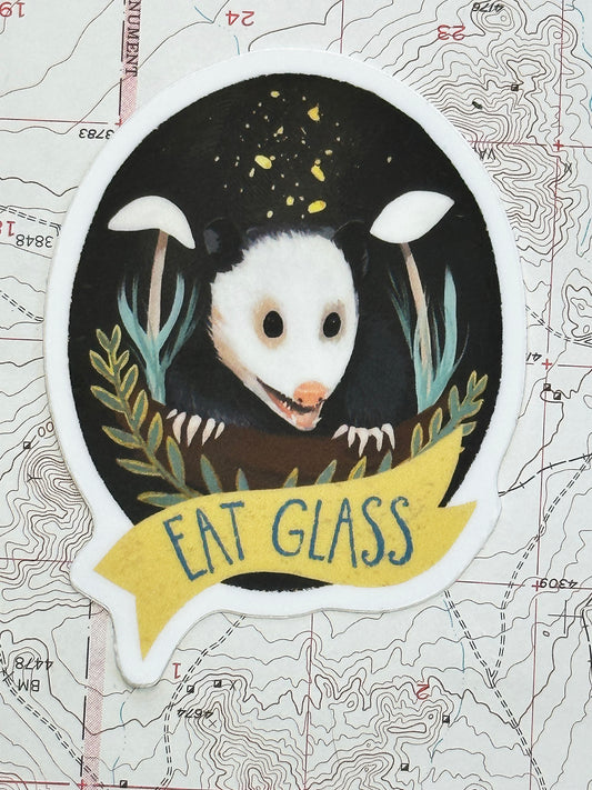Eat Glass Possum vinyl sticker