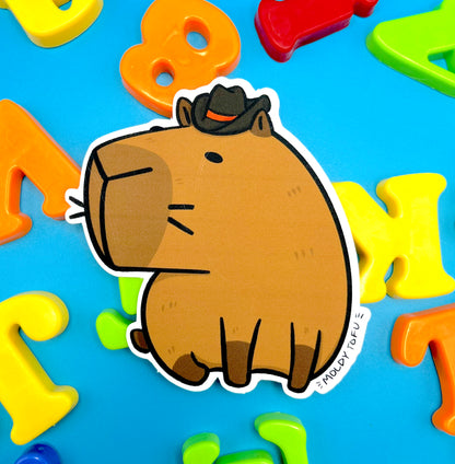 Cowboy Capybara Vinyl Sticker