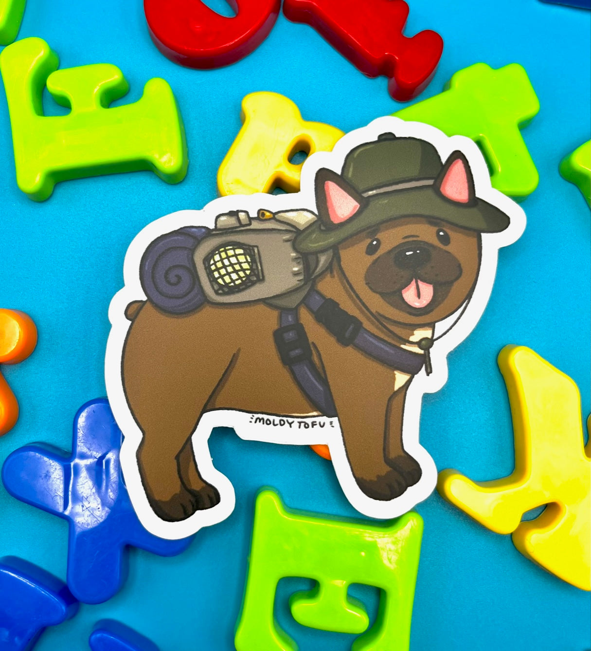 Hiker Frenchie (dog) Vinyl Sticker