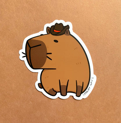 Cowboy Capybara Vinyl Sticker