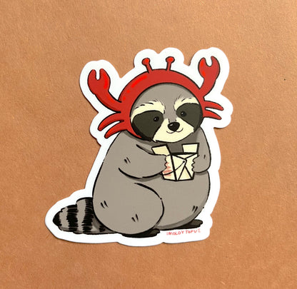 Crab Raccoon Vinyl Sticker