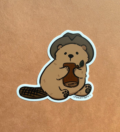 Cowboy Beaver (lumberjack) Vinyl Sticker