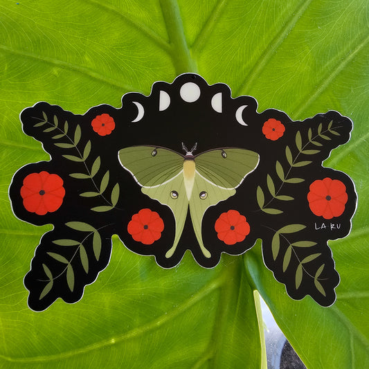 Luna Moth Vinyl Sticker by La Ru