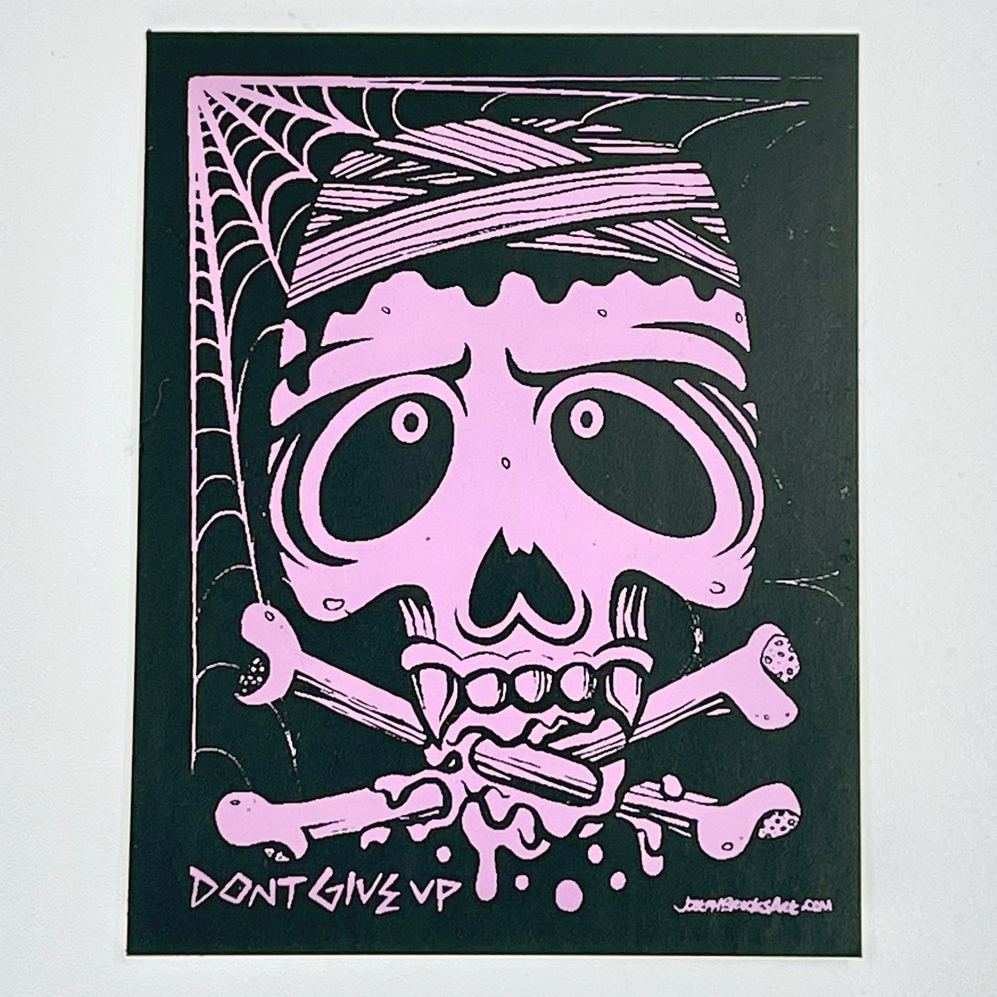 Pink & Black Skull and Bones Vinyl Sticker