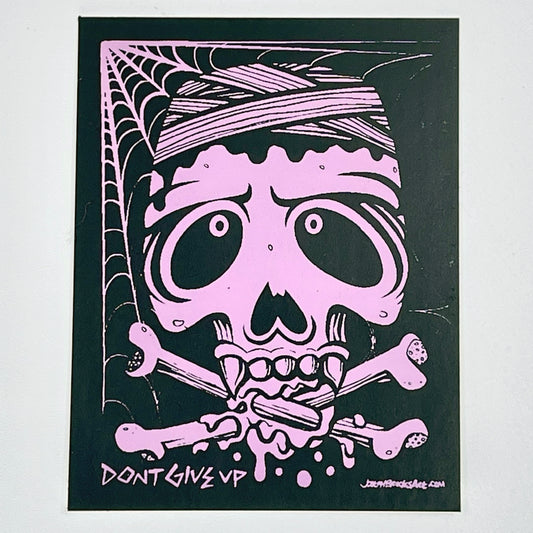 Pink & Black Skull and Bones Vinyl Sticker