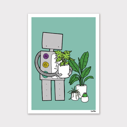 Robot Loves Plants Print