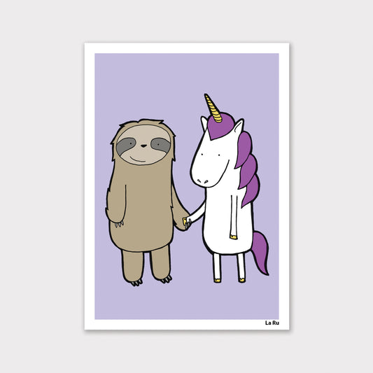 Sloth and Unicorn Print