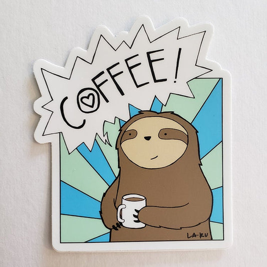 Coffee Sloth Vinyl Sticker