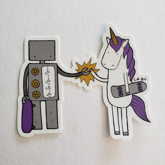 Robot and Unicorn Vinyl Sticker