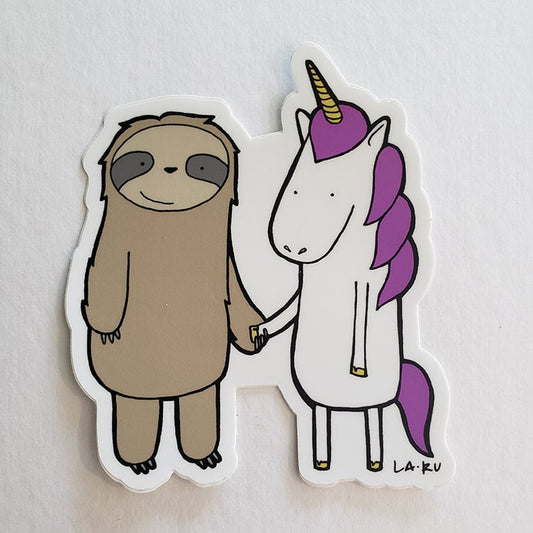 Sloth and Unicorn Vinyl Sticker